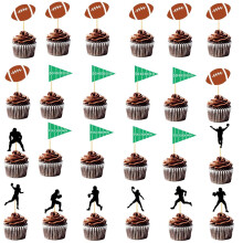 24 pices Football Cupcake Toppers Ballon de Rugby Sport Super Ball Cupcake Toppers Pour Garons Fte D'anniversaire