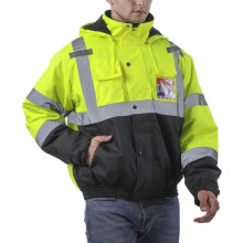 sesafety Reflektierende Jacke fr Herren, Warnwesten, Sicherheitsjacken fr Herren, Warnschutz-Bomberjacken, wasserdicht, mit Taschen und Reiver