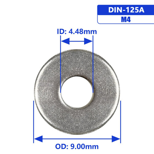 M4 x 9mm OD Platte Ring, 18-8 (304) RVS Ringen, 100PCS 1