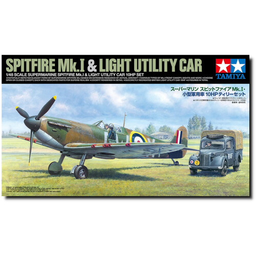 Tamiya British Spitfire Mk.I & Light Utility Car 10HP Set (1:48)