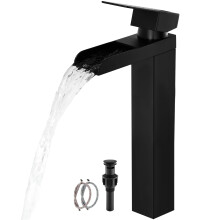 Rubinetto per bagno a cascata alto nero Rubinetto per lavabo a vasca singola con beccuccio a cascata Rubinetti per bagno per miscelatore per lava
