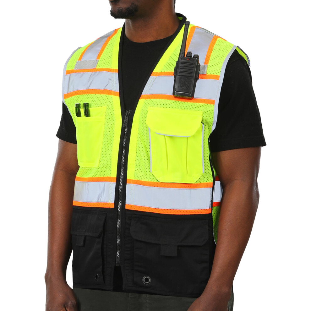 sesafety Safety Vest with 9 Pockets High Visibility Reflective Vest Security Vest Work Vest for Men ANSI/ISEA Class 2 Type R-image-OPC-PN9C858-NEW