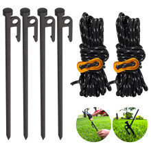 Heavy Duty tentharing 12 inch 4-pack met kamptouw Scheerlijnen Tuinharingen voor luifel Campingharingen voor grondharingen Verdikte versterkte spijke