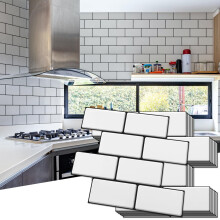 Art3d Peel and Stick Backsplash 10-balen zahuten tycinka na dladice metra Umel keramick dladice do kuchyne Koupelna Bl s cernou sprovac hm
