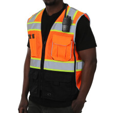 sesafety Sicherheitsweste mit 9 Taschen, hohe Sichtbarkeit, reflektierende Westen, Sicherheitsweste, Arbeitsweste für Herren, ANSI/ISEA Klasse 2, Typ