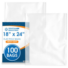Spartan Industrial - 18 X 24 (100 stuks) 2 Mil Heavy Duty Flat Open End doorzichtige plastic polyzakken - voor het verpakken van jassen, beddengoed,