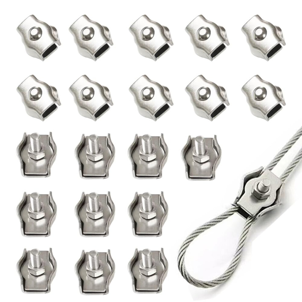 20 Pcs stainless steel simplex wire rope cable clamp/wire rope clamp(1/8 in. M3)-image-OPC-PN9C9CN-NEW