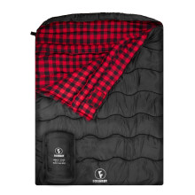 FORINBUY Saco de dormir doble de franela de 0 grados para adultos, parejas o familias, tamaρo Queen de invierno, impermeable y cαlido, saco de do