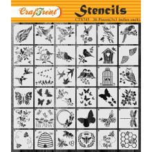 CrafTreat Reusable 36-Piece Butterfly Stencils for Painting (3x3) Beautiful Designs for Wood Clothes Wall Furniture Home Decor