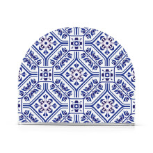 WELLDAY Porte-serviettes en cramique bleu et blanc pour table, porte-serviettes sur pied pour dcoration de table, cuisine et salle  manger