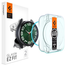 Spigen gehard glazen schermbeschermer [GlasTR EZ FIT] ontworpen voor Galaxy Watch 6 Classic (47 mm) - 2 stuks