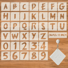 Plantillas de letras reutilizables para pintar, 36 piezas, alfabeto y nϊmeros, pintura en aerosol, tela de pared de madera, seρalizaciσn de pizar