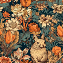 Beetal Maximalisme Lapins Fort Animale Boho Orange Pivoine Floral Tulipe Fleurs Papier Peint  Dcoller et  Coller Facile  Dcoller Papier Pei