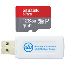 SanDisk MicroSD Ultra 128 GB hukommelseskort fungerer med Wyze Cam v3 Pro Wyze Cam Outdoor v2 Smart Camera (SDSQUAB-128G-GN6MN) pakke med (1) Alt