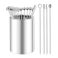 4,3"""" metal cocktailspyd 20 pakke+holders?t 304 rustfrit st?l cocktailtandstikkere Genanvendelige cocktailspyd Pynt picks Bloody Mary spyd Metal