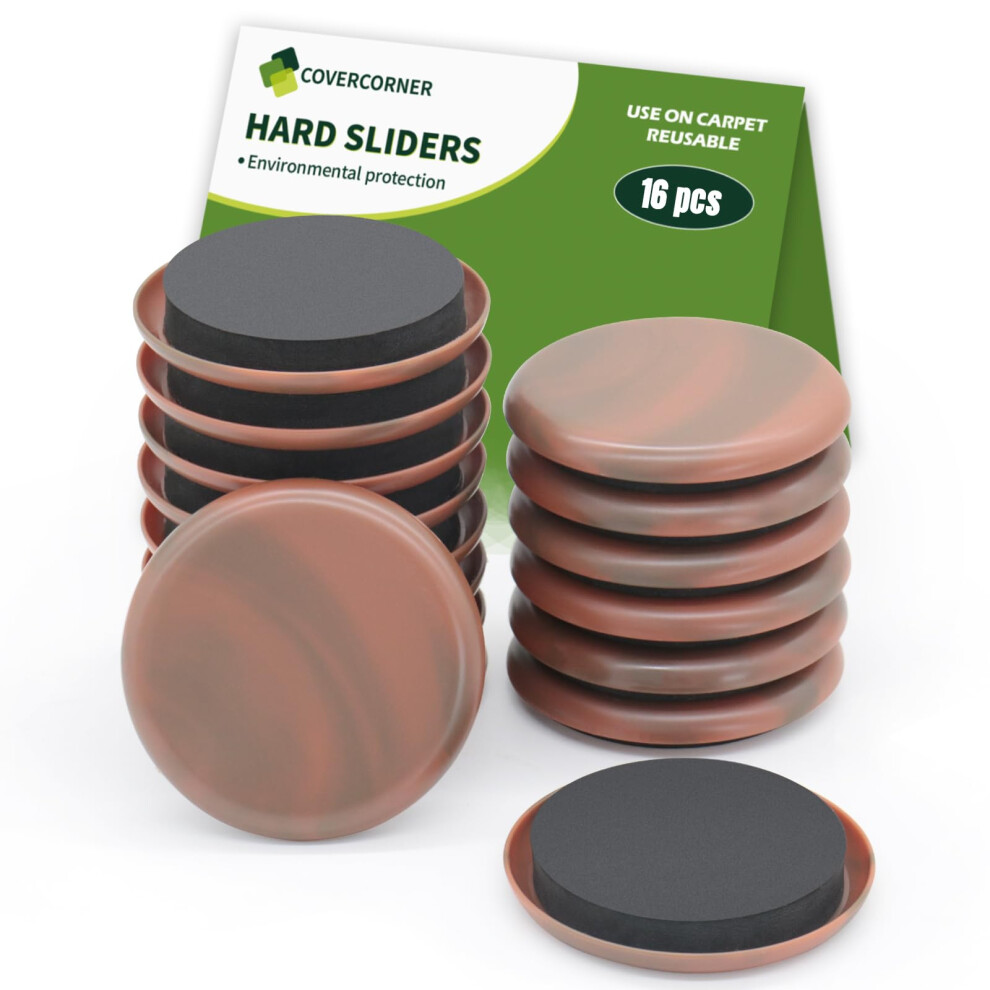 Covercorner Furniture Sliders For Carpet 16 Pcs - 2 1/2 Inch Furniture Moving Slider Chair Legs Floors Protectors Furniture Movers Sliders - Move You 730198918848