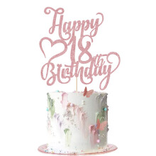 AROKIPPRY Dcoration de gteau joyeux 18e anniversaire paillettes or rose 18 ans/anniversaire Bonjour 18 ans 18 ans et fabuleuse dcorati