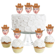 Big Dot of Happiness Photo personnalise My First Rodeo  Little Cowboy 1er anniversaire fte dessert cupcakes  Fun Face Clear Treat Picks  Lot