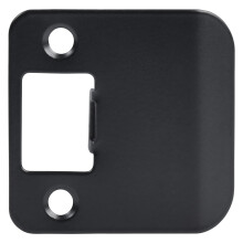 Designers Impressions Matte Black 1-3/4"""" Inch Extended Lip Strike Plate Round Radius Corners - 2-1/4"""" Totallngd: EST-107
