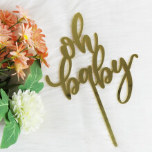 Qertesl Golden Oh Baby Cake Topper Dcoration de gteau de fte de bb Baptme de bb ou dcoration de gteau de fte de rvlation du nouveau