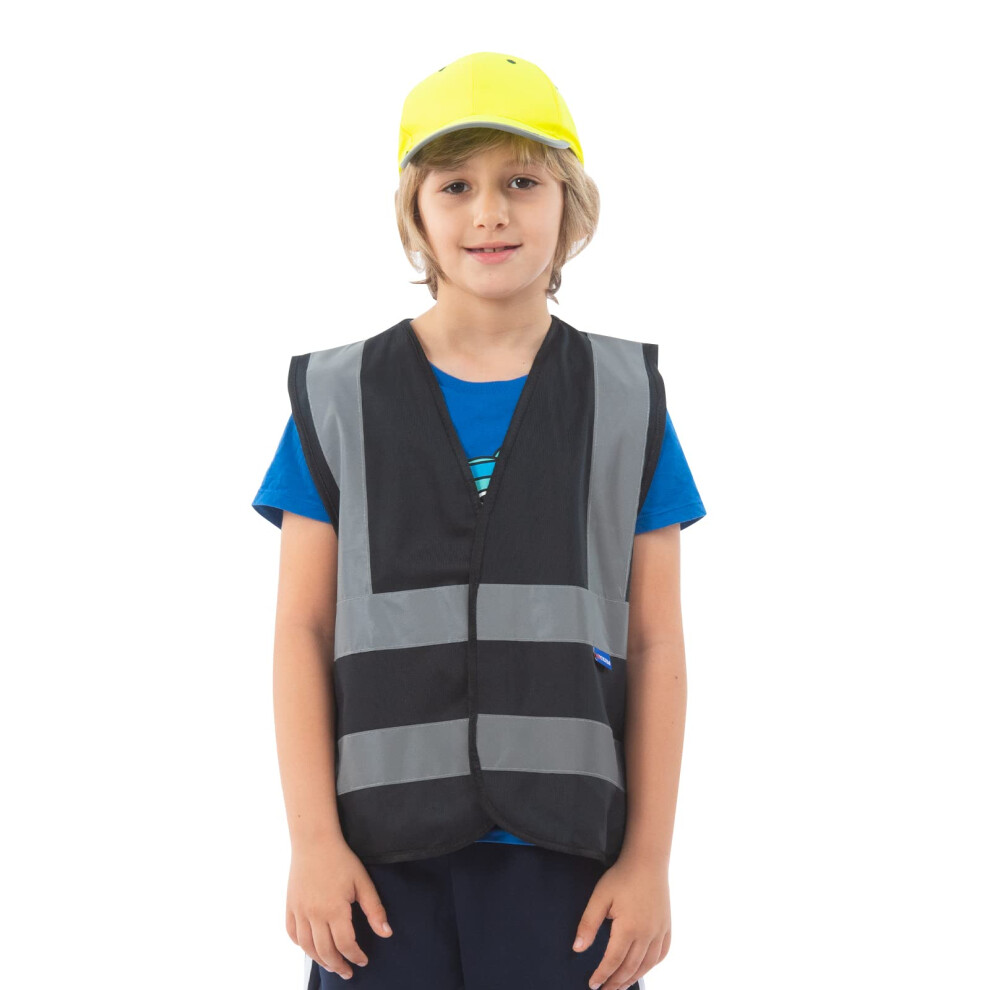 Aykrm Children High Visibility Viz Vest Kids Reflective Safety Vest Black 679070047392