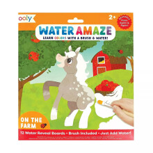 Ooly Water Amaze - Indeholder 12 Reveal Boards & Pensel Genanvendelige Water Reveal Pads til b?rn Vandmaleb?ger til sm?b?rn Mal med vandb?ger til