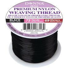 Donna Nylon-Webgarn – 1 Stück, 75 YD (69 m), schwarze Farbe für Nähset, schwarzes Perücken- und Häkelgarn