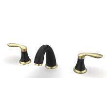 Waschbeckenarmatur, Badezimmerarmatur, weit verbreitete schwarze und goldene 3-Loch-Armatur mit Abfluss