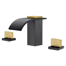Rubinetto da bagno diffuso SUMERAIN da 8"" Rubinetto per lavabo a cascata a 3 fori Finitura nera e oro