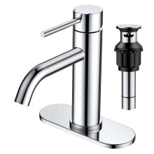 FORIOUS Rubinetti da bagno monoforo 1 maniglia Rubinetto per lavabo cromato con scarico pop-up in metallo e tubo di alimentazione adatto per la r