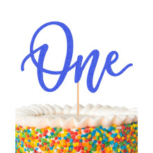 MYAMPED Dcoration de gteau pour premier anniversaire Paillettes bleu fonc avec un signe pour 1er anniversaire, fournitures de dcoration de