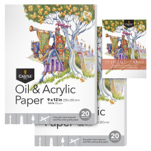 Castle Art Supplies Olie- en acrylpapierblok 9 x 12 inch | 2-pack | 20 vellen elk | Optimale dikte (350 gsm/160 lb) Fijne korrel linnentextuur Artist