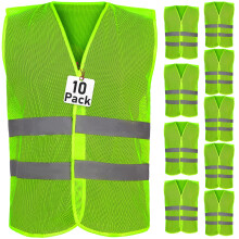 Athlete High Visibility sikkerhedsvest - 10-pak og 20-pak med reflekterende strimler i neongul og orange. (US Alpha Large Regular Regular Neon Ye