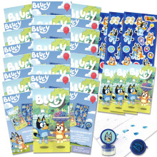 Ensemble de cadeaux de fte d'anniversaire Bluey  Bundle avec 24 packs d'activits Bluey | Mini autocollants et tampons pour carnet de croquis |