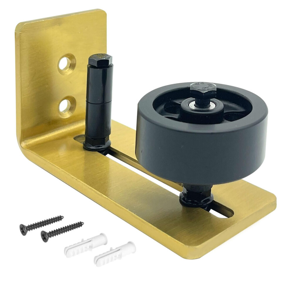 Rio Salto Metal Gold Barn Door Floor Guide Hardware Barn Door Roller Track Wall Mount Stay Guide For Sliding Adjustable Roller Installation 850057476637