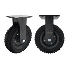 Lygoeege Fixed Heavy Duty Caster Wheel 8 Inch*2 1000lb Capacity Black Rim Solid Rubber Cast Iron Outdoor Flat Free for Carts Dolly Workbench Tro