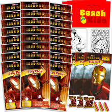 Marvel Iron Man Mini Party Favors S?t til b?rn - Bundt med 24 Mini Iron Man Grab n Go Play Packs med farvel?gningsm?rkater og mere (Avengers Birt