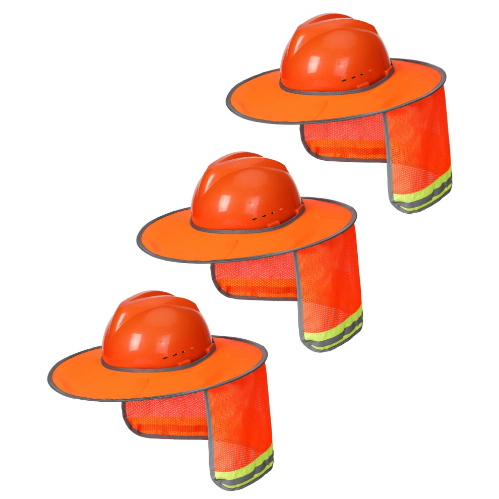 Unco- Hard Hat Sun Shield 3 Pack Orange Full & Standard Brim Mesh Sunshade High Visibility Reflective Hard Hat Accessories 810142203005