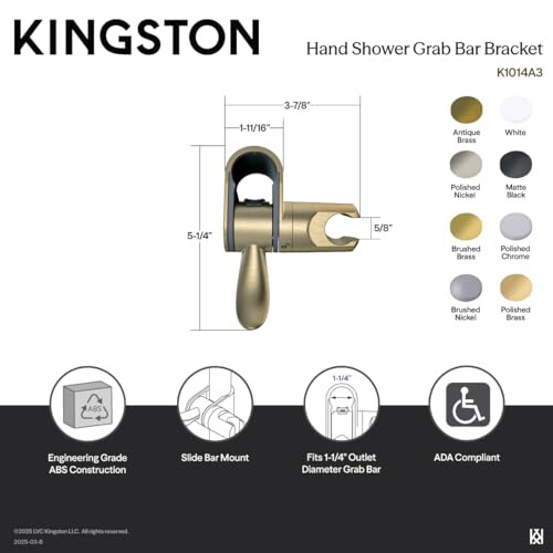 Kingston Messing K1014A2 Complement Handdouche Glijbeugel Beugel Gepolijst Messing 2