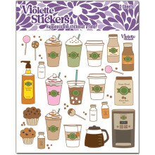 Violette Stickers White -kahvi- ja teeherkkutarrat