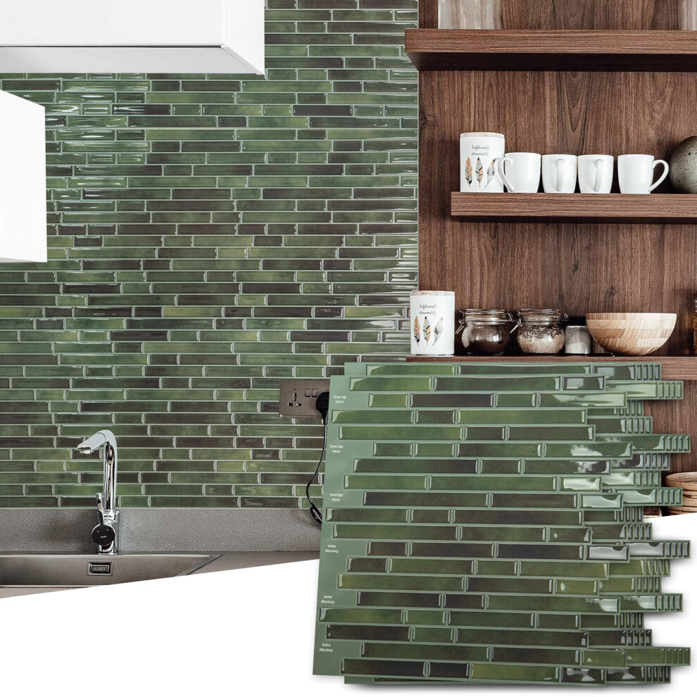 Art3d 10-Sheet Peel And Stick Backsplash Tile For Kitchen - 12 12 Stick On Wall Tile For Kitchen Bathroom Countertop Living Room Green 6941197849857