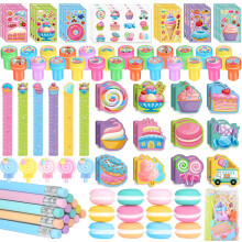 BenLouis 192 stuks Candyland feestartikelen ijs donut mini notitieboek stempels school briefpapier bulk voor kinderen lolly zoete lekkernijen verjaar