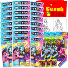 Monster High Mini Party Favors Set pour enfants filles - Bundle avec 24 packs de jeu Monster-Girl avec pages colorier autocollants Plus