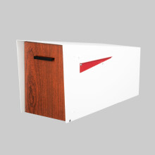 Ilyapa Moderner Briefkasten mit Pfostenhalterung im Winkeldesign  wei pulverbeschichteter Metallbriefkasten mit Holztr  wasserdicht fr Paket