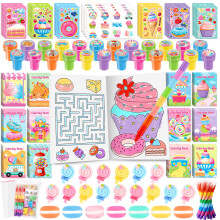 BenLouis 168 stk. Candyland Party favoriserer Ice Cream Donut Malebog Farveblyanter Klisterm?rker S?t Bulk til b?rn Cupcake slikkepinde s?de sage