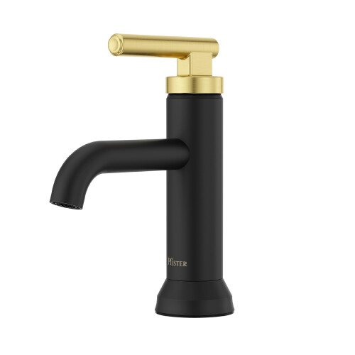 Robinet de lavabo  commande unique Capistrano en noir mat et or bross 1