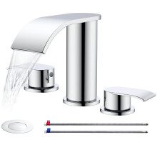 Ultimate Unicorn Rubinetto per Bagno da 8 Pollici Rubinetto per Lavabo a Cascata Cromato con Tappo di Scarico per Lavandino Pop-up in Metallo e 2
