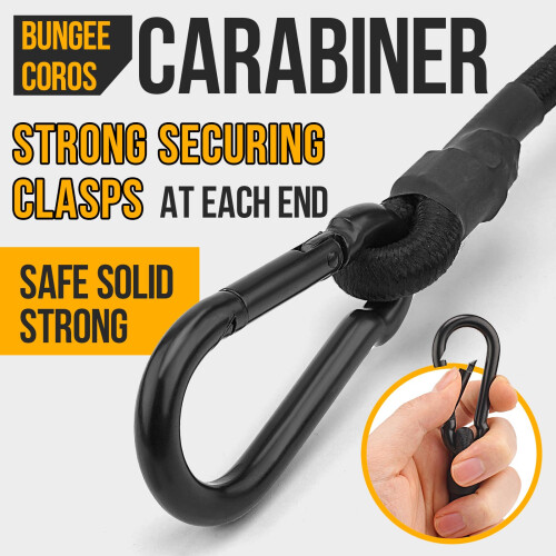 Gulisot Gummiseile mit Karabiner, 30 cm, Schwarz, 6er Pack 2