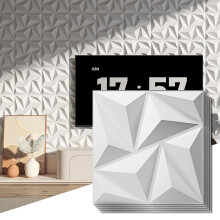 Art3d 3D-wandpanelen, 20 stuks, 11,8"" x 11,8"""" (19 m? PVC-wandpanelen, lijmbare wanddecoratie voor woonkamer, slaapkamer, kantoor, wit