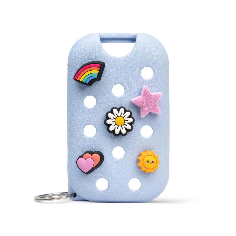 Touchland X Crocs Limited Edition Mist Case 1 Fl. Oz. Stylish Hand Sanitizer Spray Accessory With 5 Jibbitz Charms And Keyring Cloudwave Blue Colo
